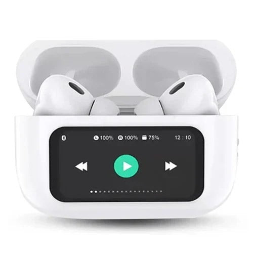 A9 Pro Touch Screen Display Airpods with Black Silicon Case